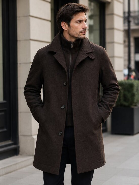 BOSS Other - Hugo Boss Cashmere Wool Overcoat Zip Bib Brown Mens L EU 52 Poland